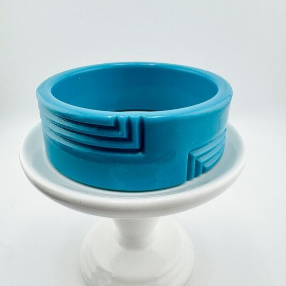 1960s Vintage Art Deco Inspired Cuff Bracelet Bold Retro Chunky Playful Vibrant - Picture 5 of 8